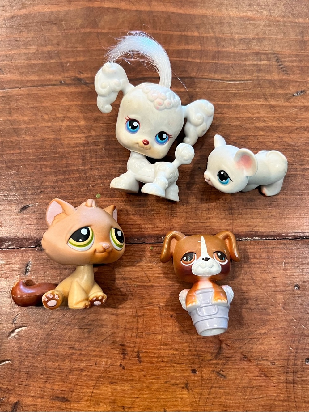 Littlest Pet Shop Figure Lot of 4 | Cat, Poodle, Mouse & Puppy LPS Toys